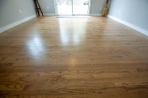 Close up of new hardwood floor in the master bedroom addition